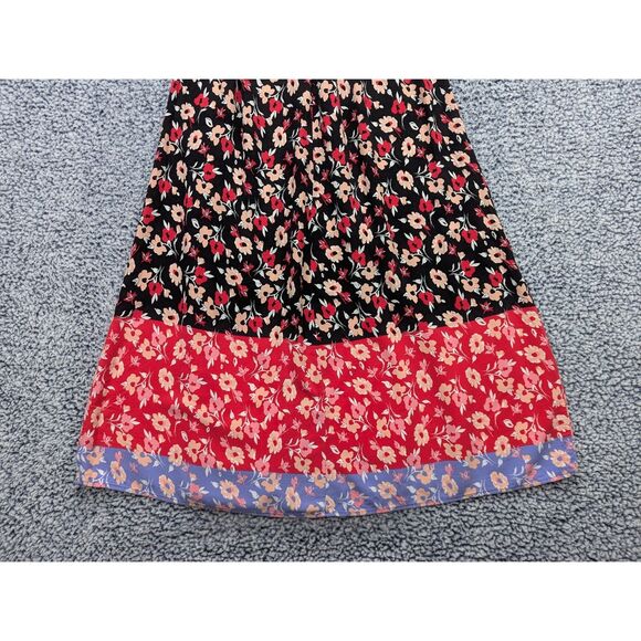 Express Floral Patchwork Maxi Skirt Size S Button High Slit Cottage Boho Fairy - Picture 7 of 11